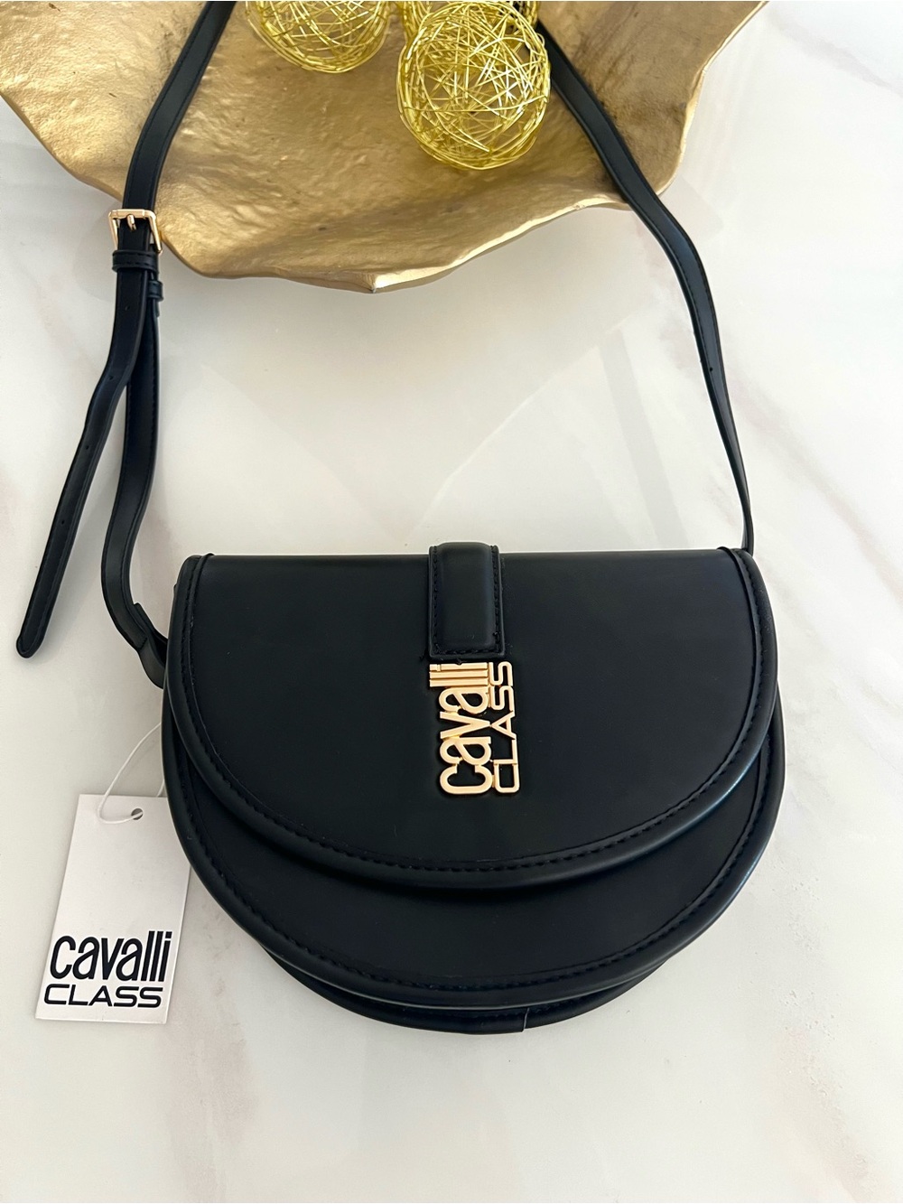 🆕Cavalli Class crossbody black with gold bag